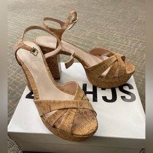 Schutz Ribbed Platform Sandals 10B